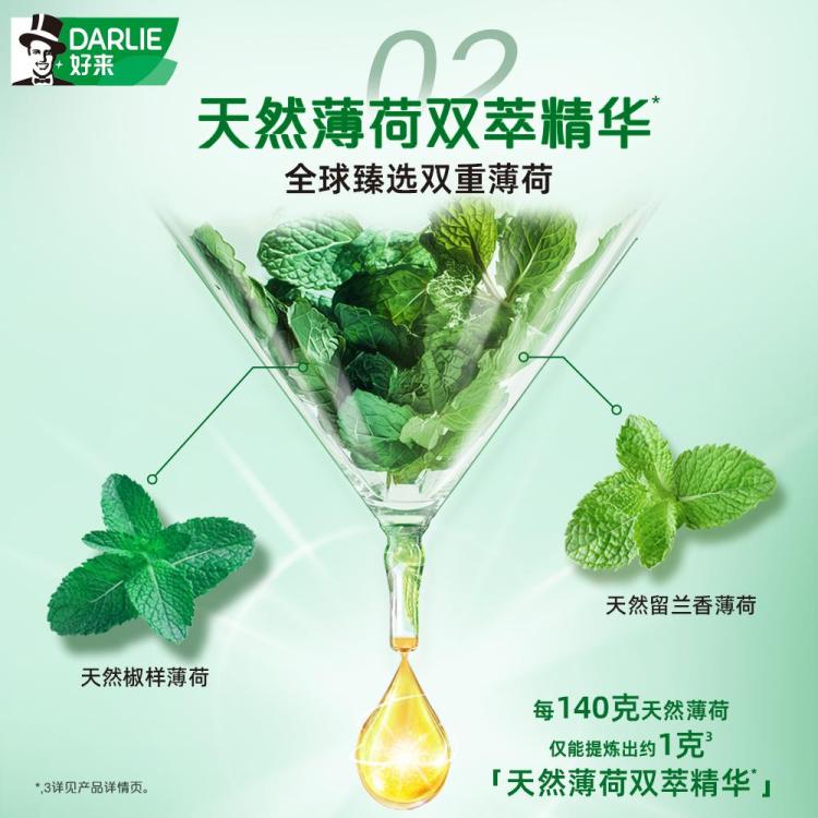 DARLIE 【清新薄荷】原黑人双重薄荷去黄清新护龈牙膏中国225g*4