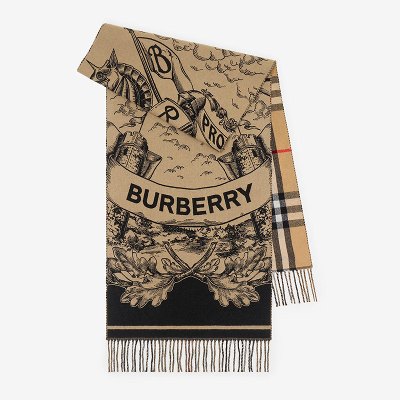 BURBERRY 【送礼精选】羊绒风暴骑士经典格纹围巾披肩7天无忧退换