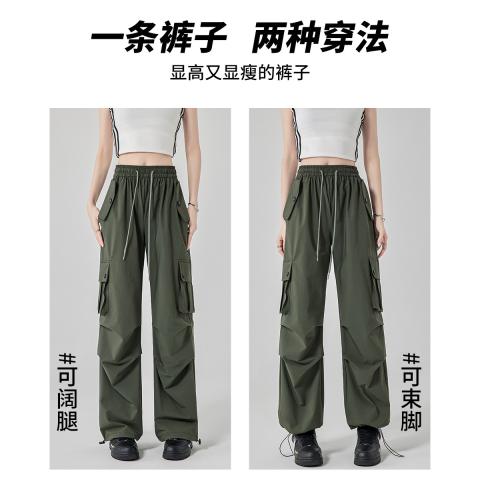 诺米美物 工装裤女夏季薄款2025显瘦坠感潮酷高腰小个子两穿休闲裤女 图片 2
