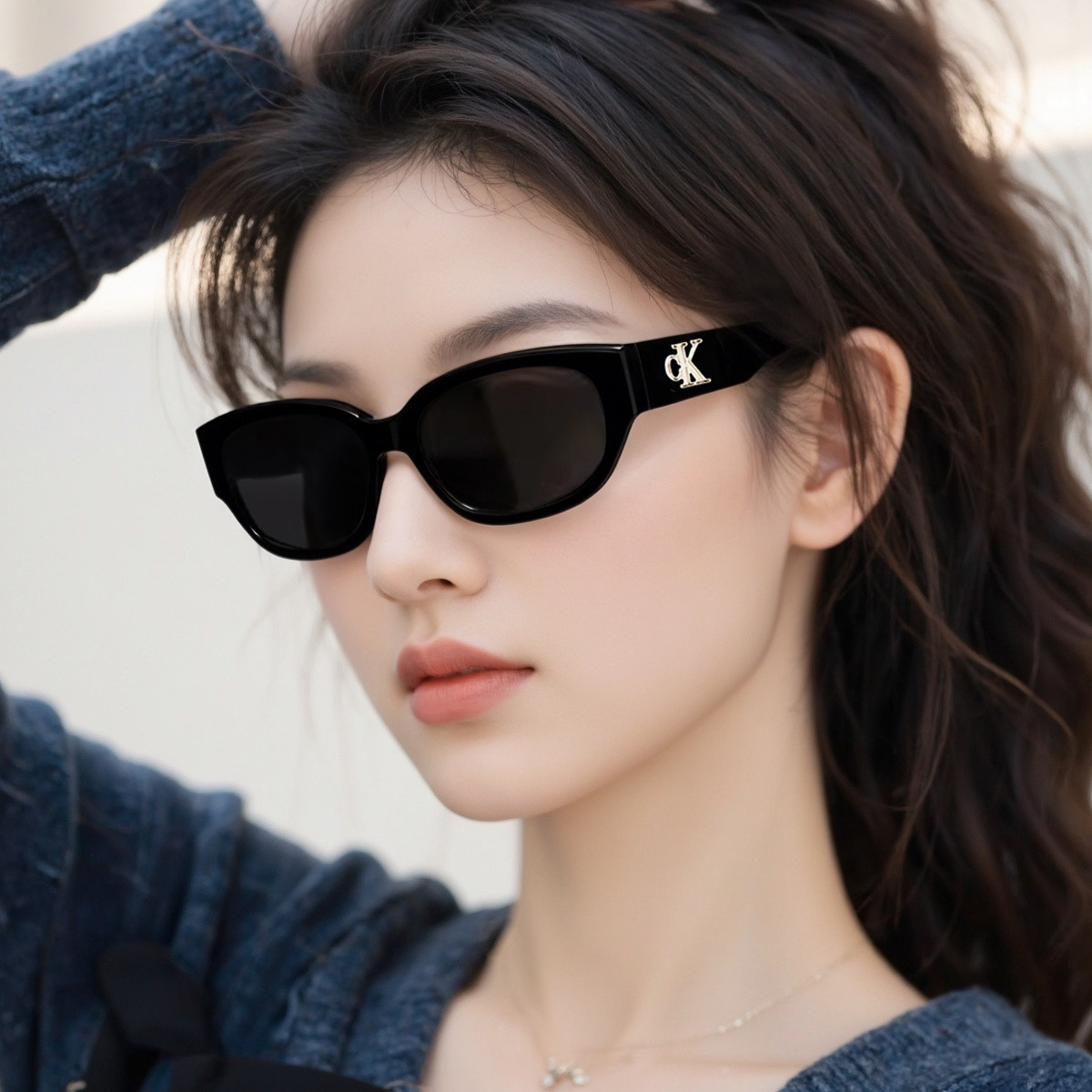 Calvin Klein 【专柜同款】CK猫眼墨镜女款高级感防晒小框太阳镜男防紫外线