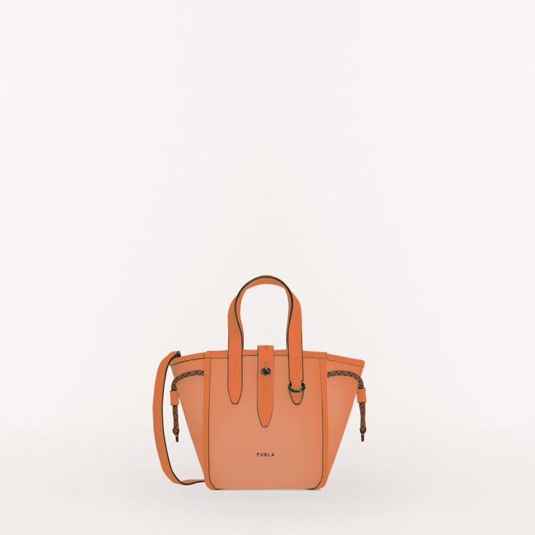 Furla 芙拉net菜篮子tpu迷你女士手提托特包 In Orange