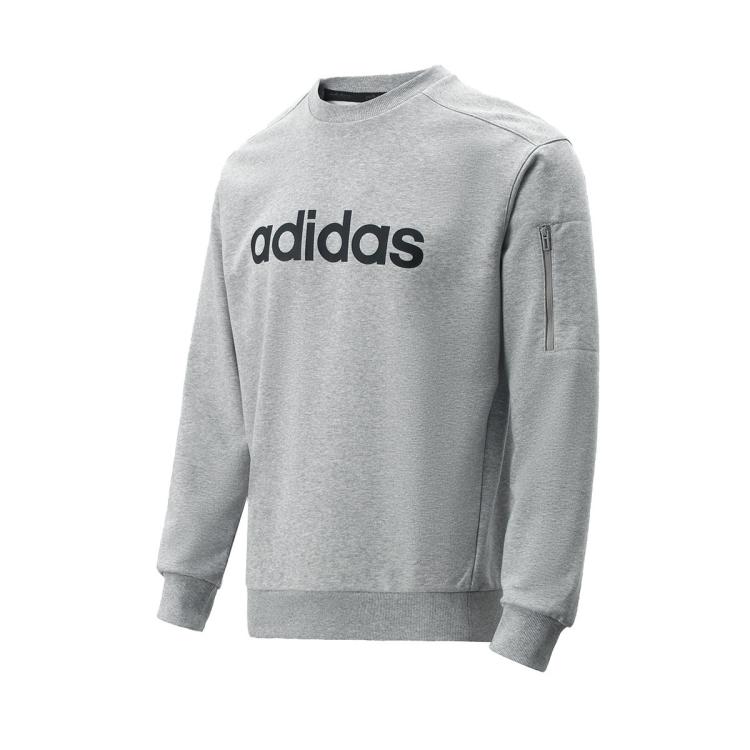 Adidas Originals 男子2024春新款针织圆领运动卫衣舒适耐磨休闲套头衫卫衣 In Gray