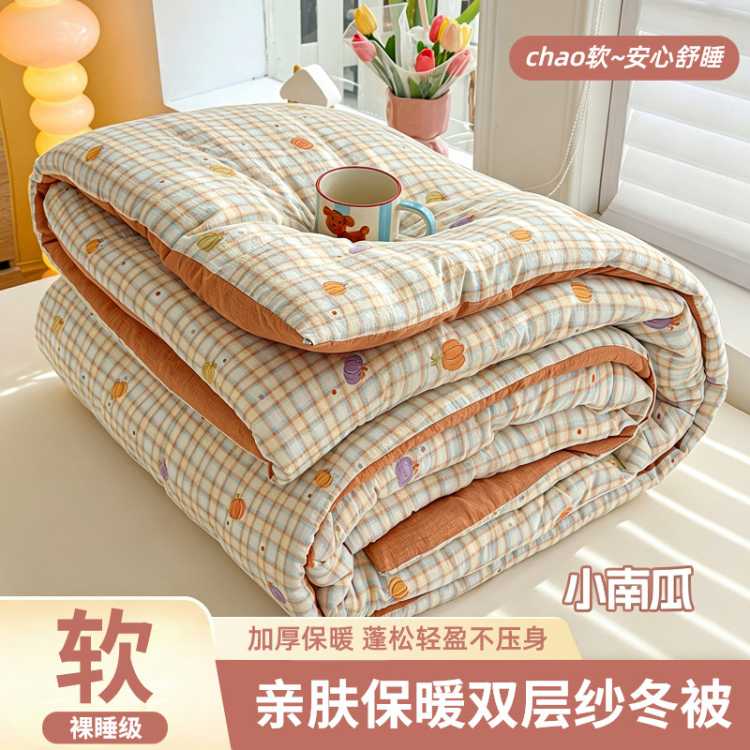 红豆家纺 加厚保暖10斤双层纱被子学生宿舍春秋被被芯空调夏凉被可机洗