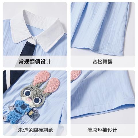 迪士尼 【疯狂动物城】朱迪兔学院风连衣裙女童夏季新款儿童中大童裙子 图片 6