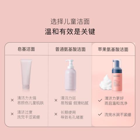 贝德美 儿童苹果氨基酸洁面慕斯3-12岁以上男孩女孩学生儿童洗面奶 图片 3