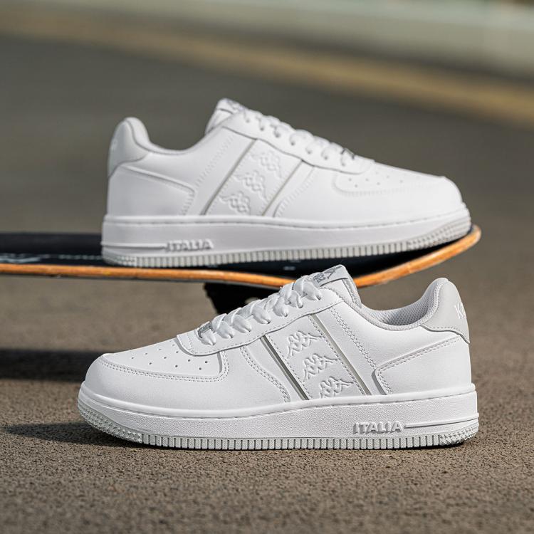 Kappa 女士百搭时尚潮流板鞋秋冬情侣休闲小白鞋厚底增高复古运动鞋子男