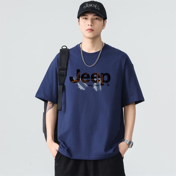 JEEP 【重磅100%棉】短袖T恤男夏季清爽宽松纯棉休闲运动上衣半袖