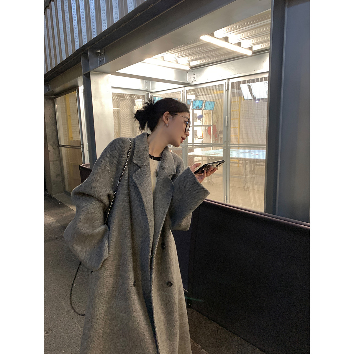 区区欧阳 送礼时髦穿搭小个子中长款羊毛双面呢大衣女早春新款加厚毛呢外套