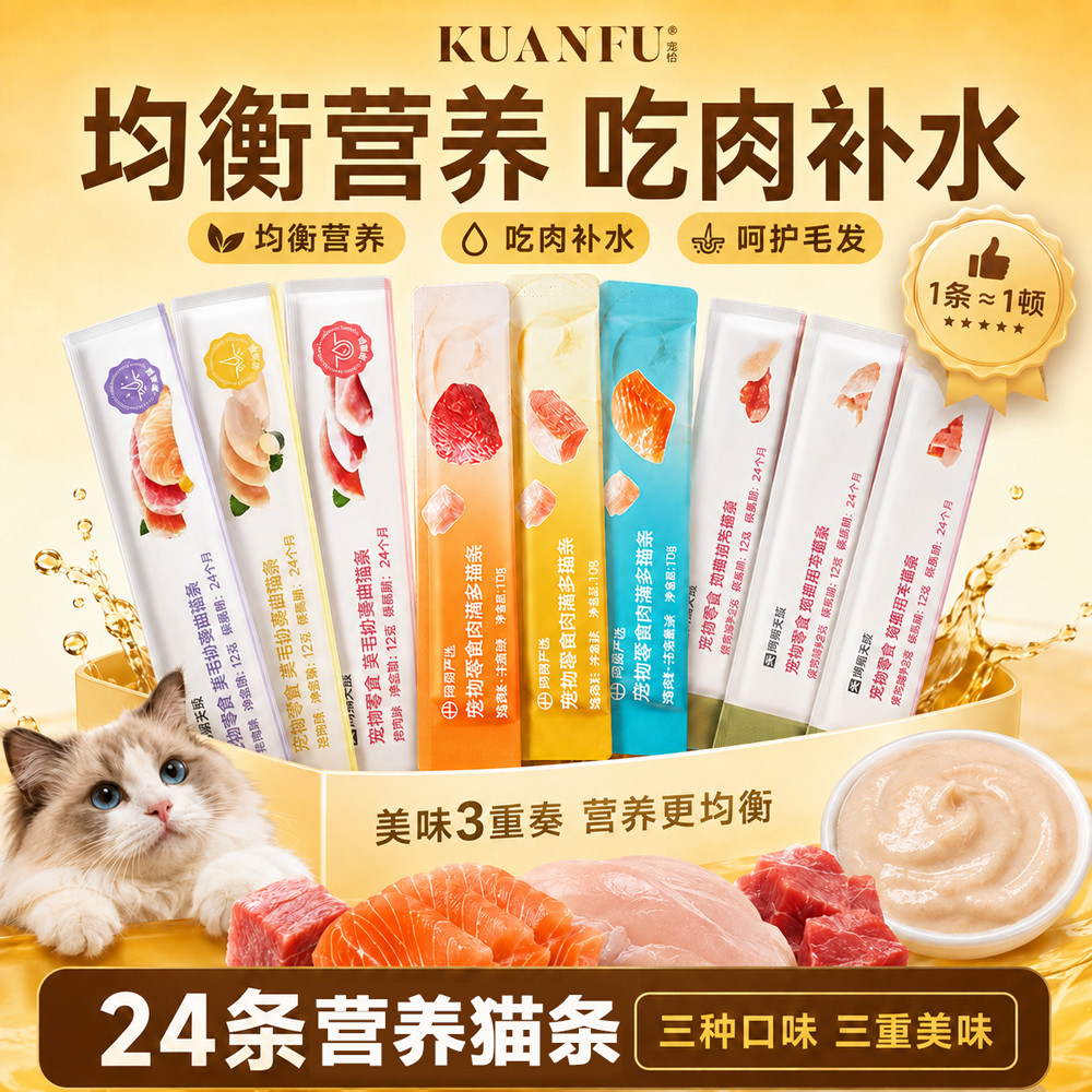网易严选 猫条营养零食成猫24支湿粮补水猫湿粮增肥发腮美毛护肤猫咪零食