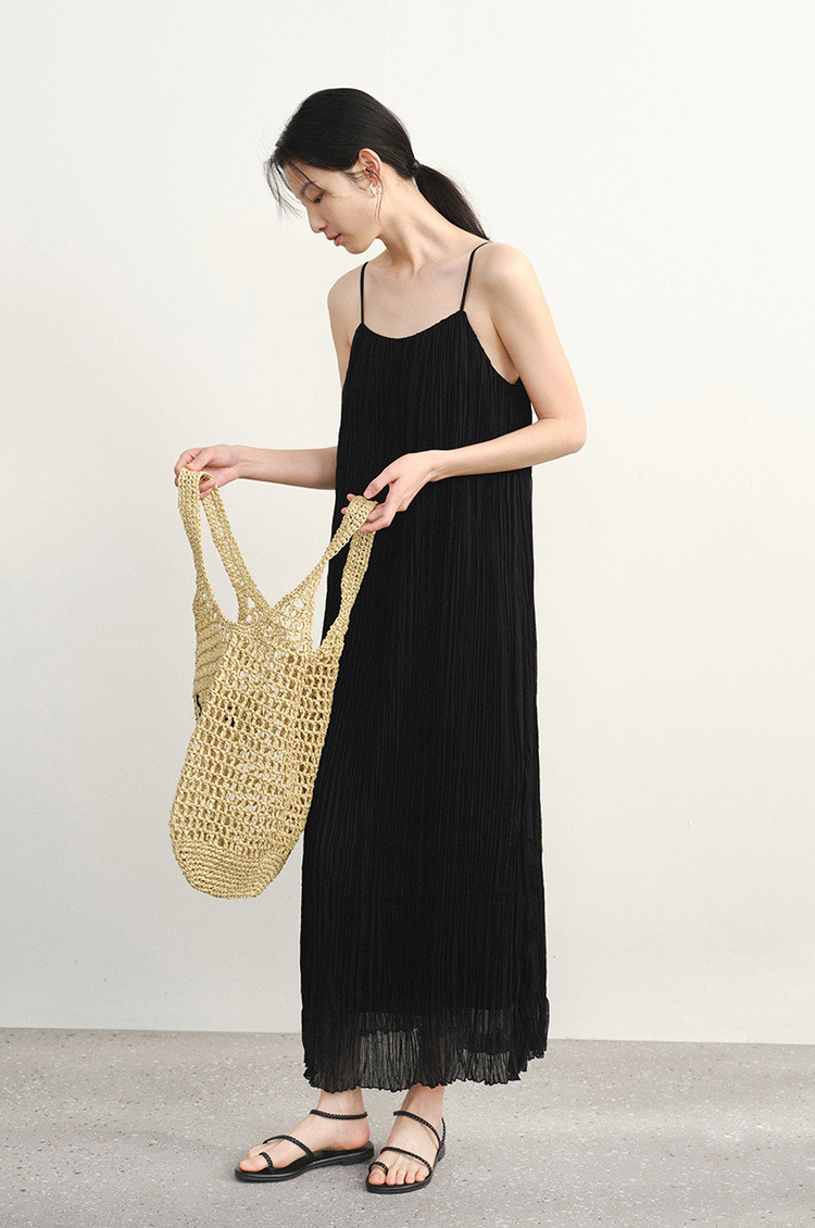 Shop ORANGE DESIRESouth France Style Atmosphere Spaghetti Strap Dress  Summer New Pleated Maxi Dress| VIPSHOP Singapore