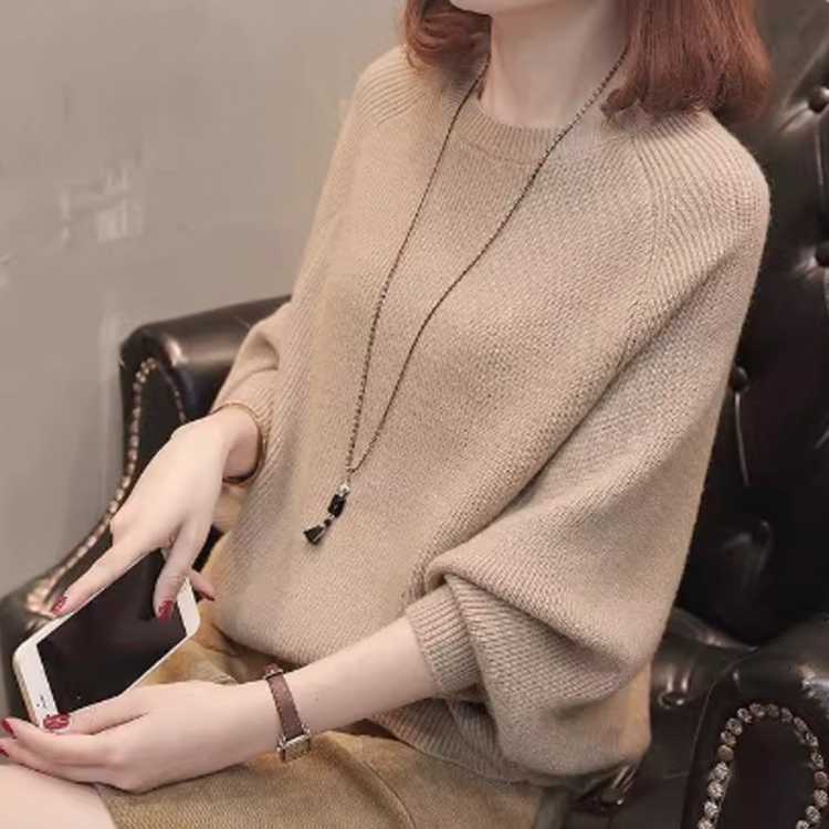 LIREN VILLAGE 慵懒风宽松毛衣女2026春秋新款圆领套头上衣打底针织衫