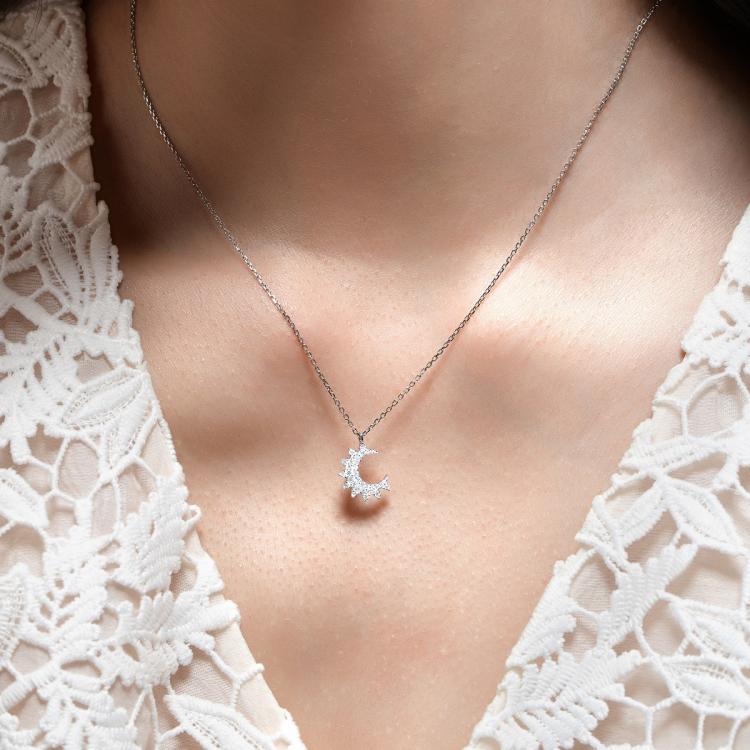 apm MONACO 小月亮轻奢时尚925银项链毛衣链锁骨链送女友AC5522OX