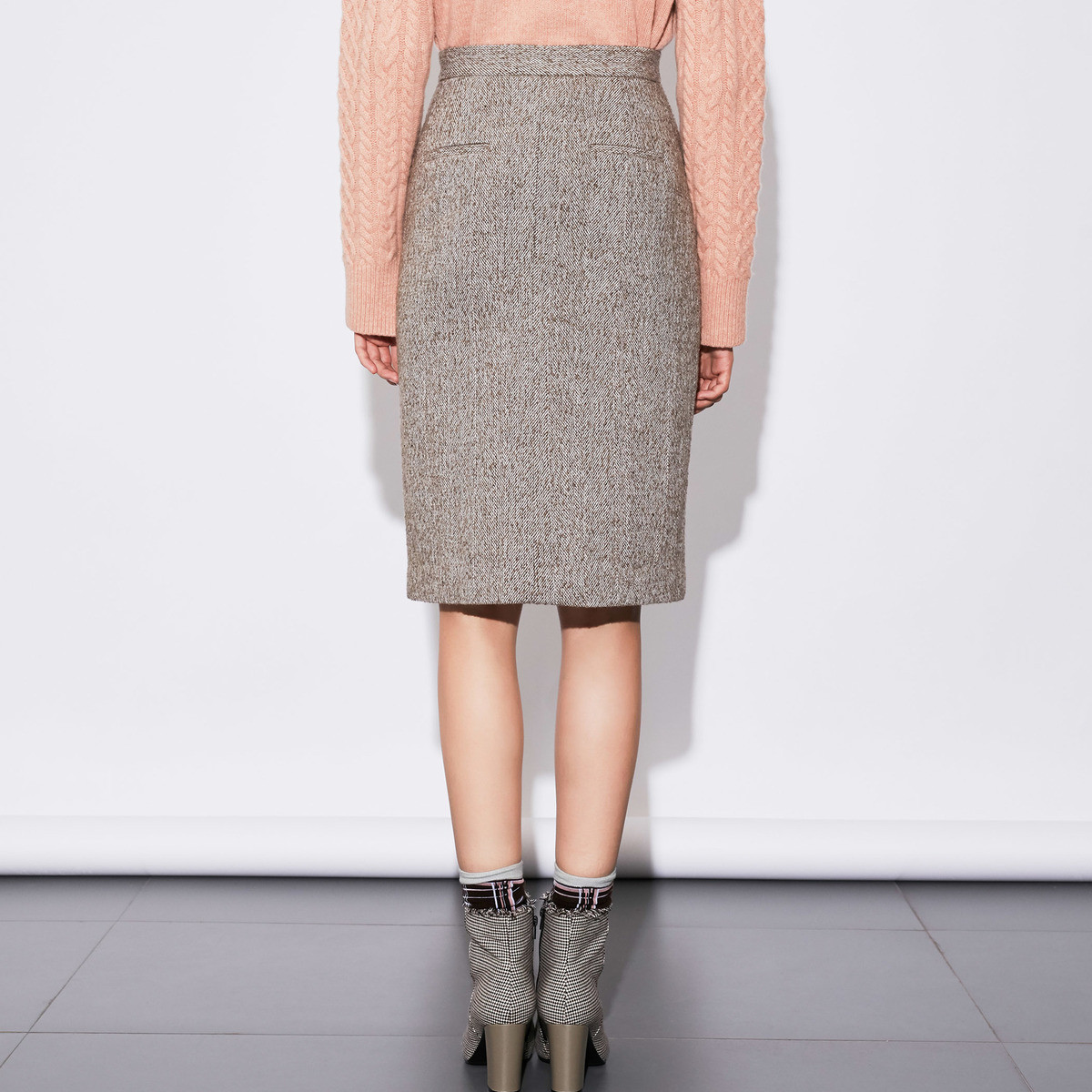 商务通勤直身h型拉链羊毛西装裙半身裙