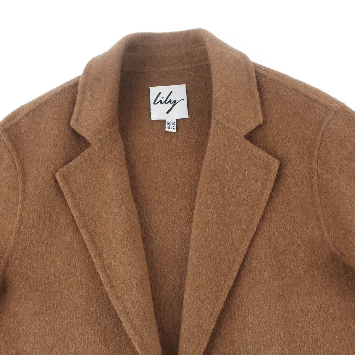 ol简约棕色羊毛双面呢大衣宽松毛呢外套