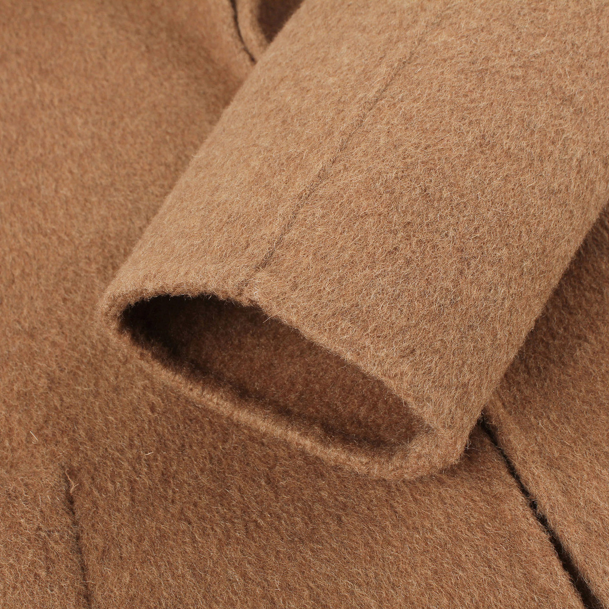 ol简约棕色羊毛双面呢大衣宽松毛呢外套