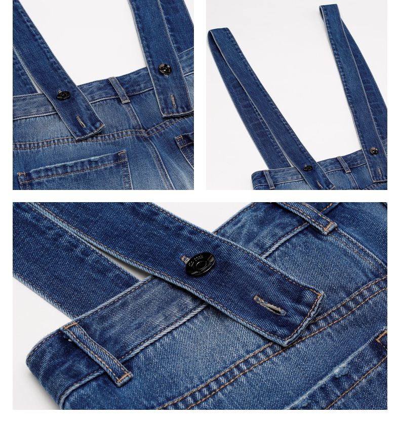 allascala 宽松字母印花小脚可拆卸女背带牛仔裤