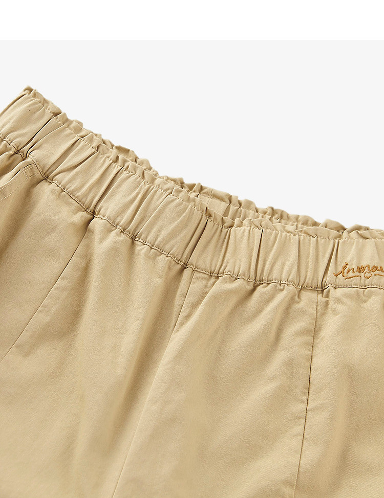 夏季特卖女款松紧花边绣花裤腰褶皱设计百搭休闲长裤女文艺