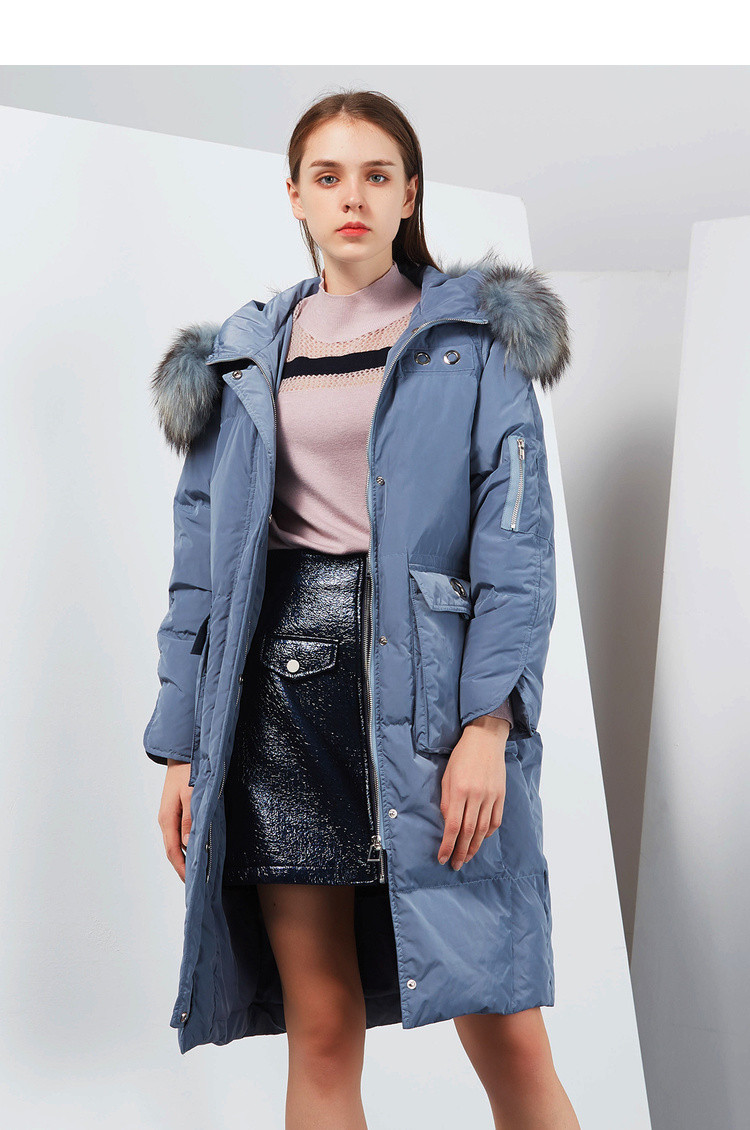 【预售】peoleo飘蕾2018冬装新款连帽羽绒服女中长款宽松保暖外套