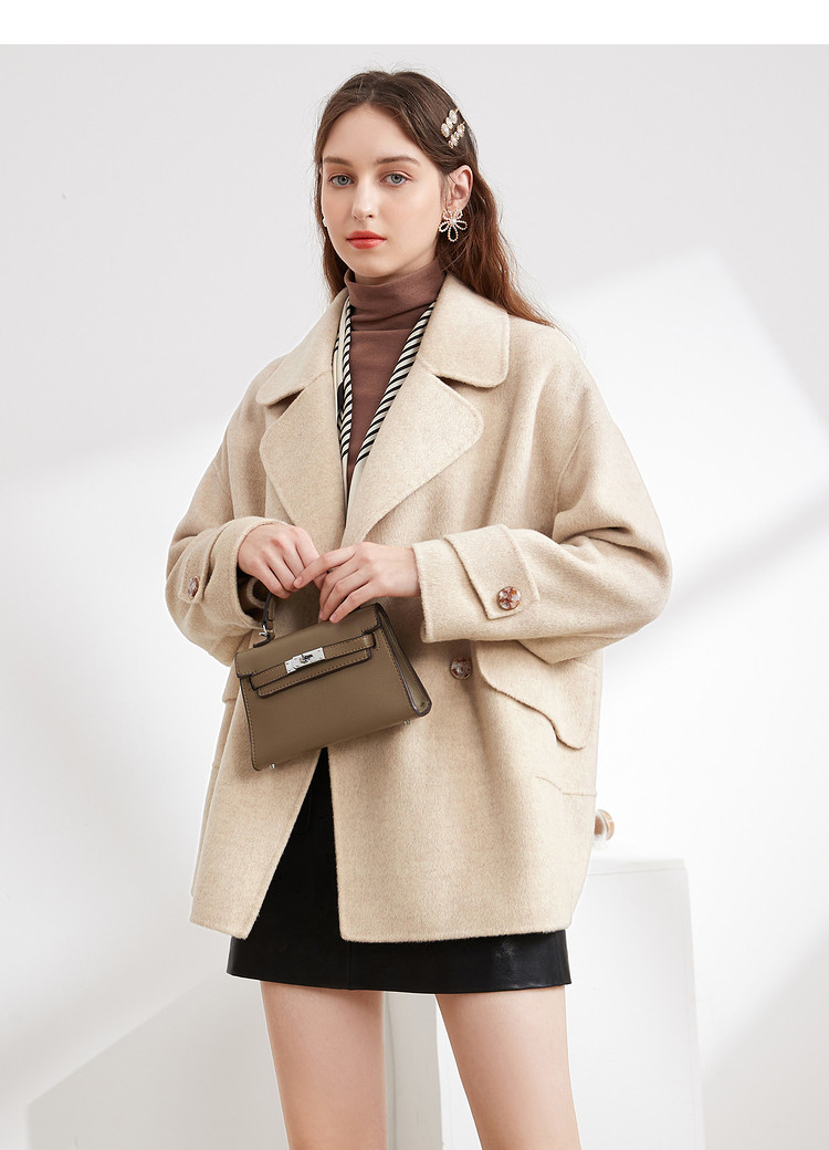 【气质双面大衣】气质大翻领落肩袖双面呢大衣宽松外套女