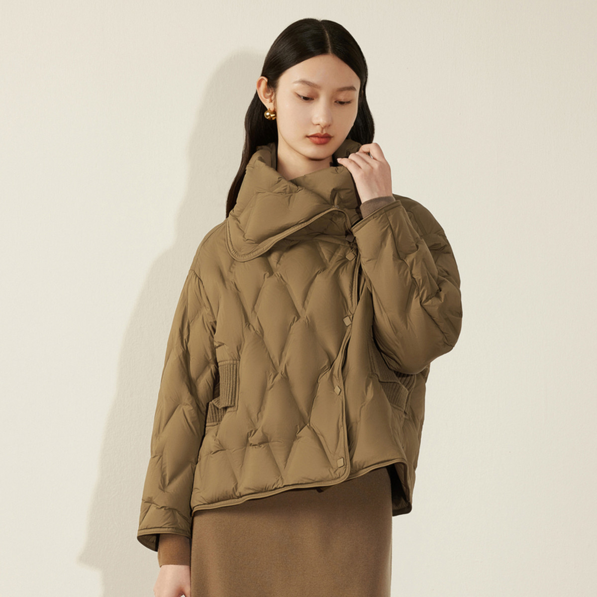 jz玖姿微泡感压胶羽绒服冬季保暖白鸭绒休闲外套