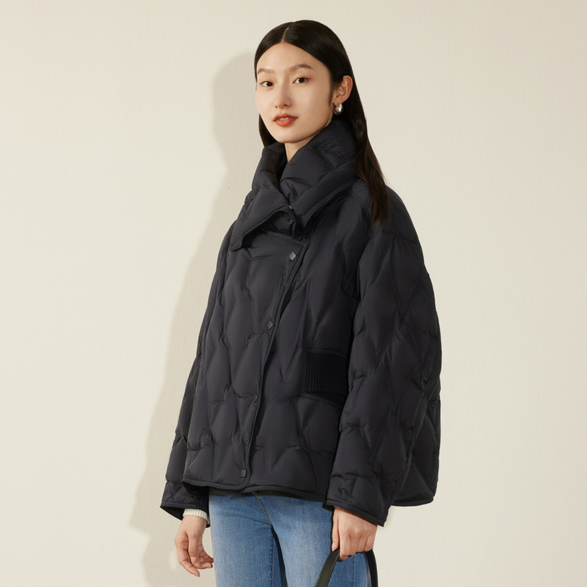 jz玖姿微泡感压胶羽绒服冬季保暖白鸭绒休闲外套