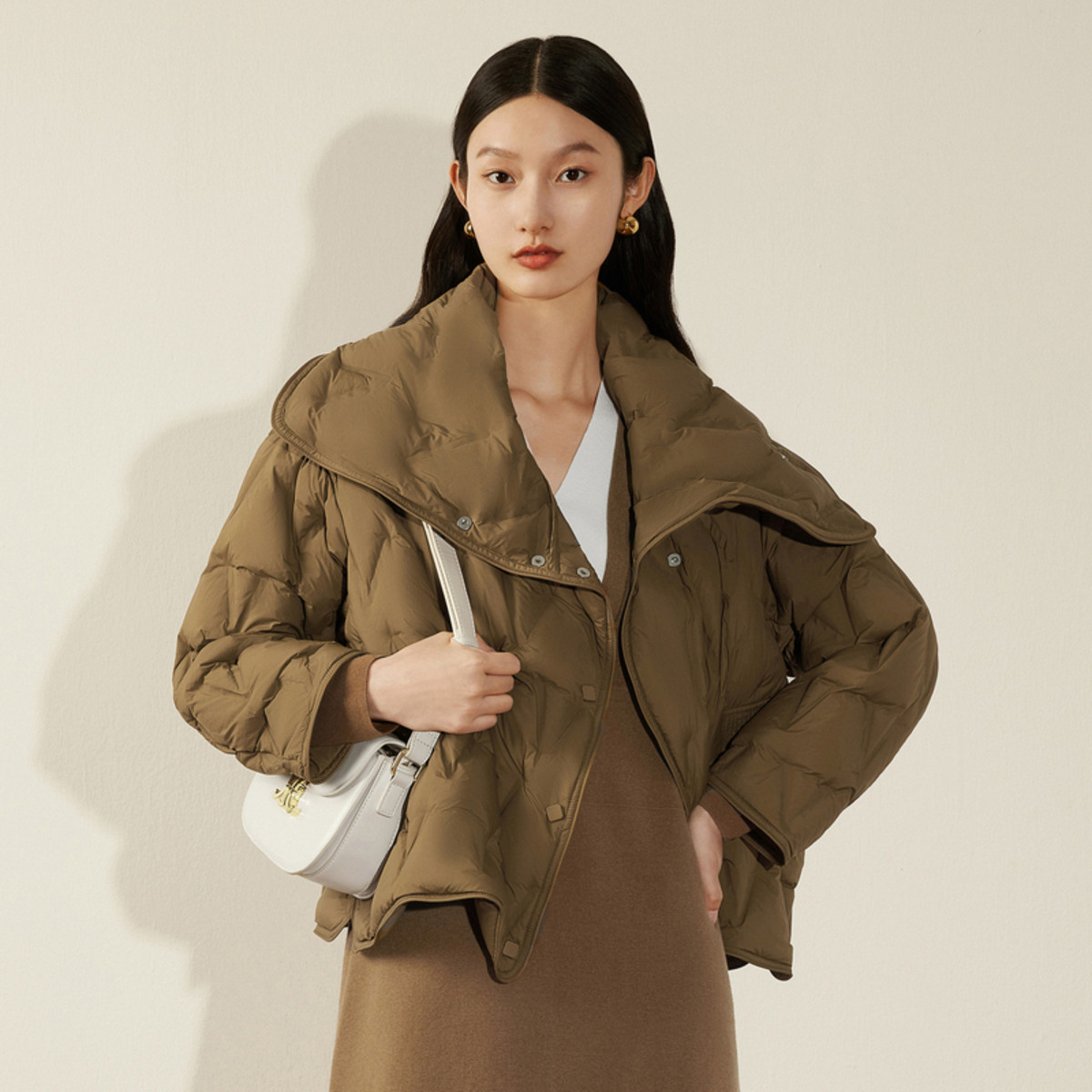 jz玖姿微泡感压胶羽绒服冬季保暖白鸭绒休闲外套