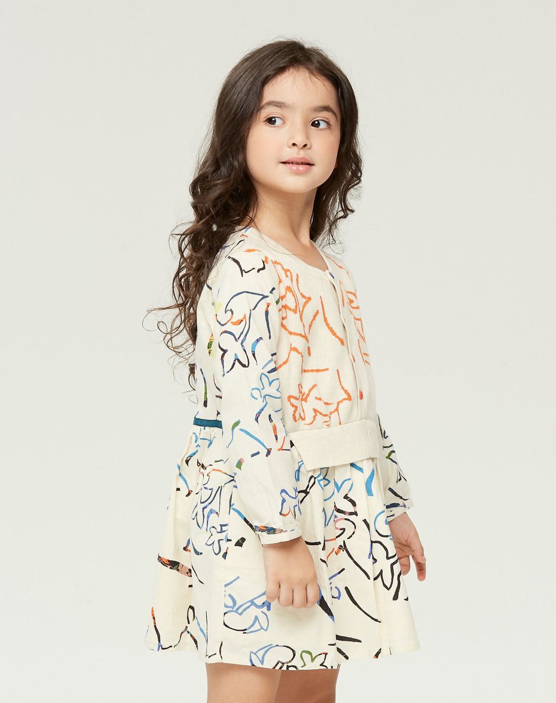 谜底童装秋冬新款女童中大童假两件拼接针织长袖连衣裙171kl0078