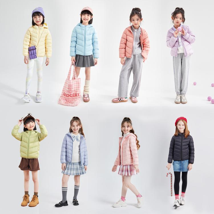 笛莎 【三防轻薄排骨羽绒服】女童冬中小童幼童外套校服神器拜年服