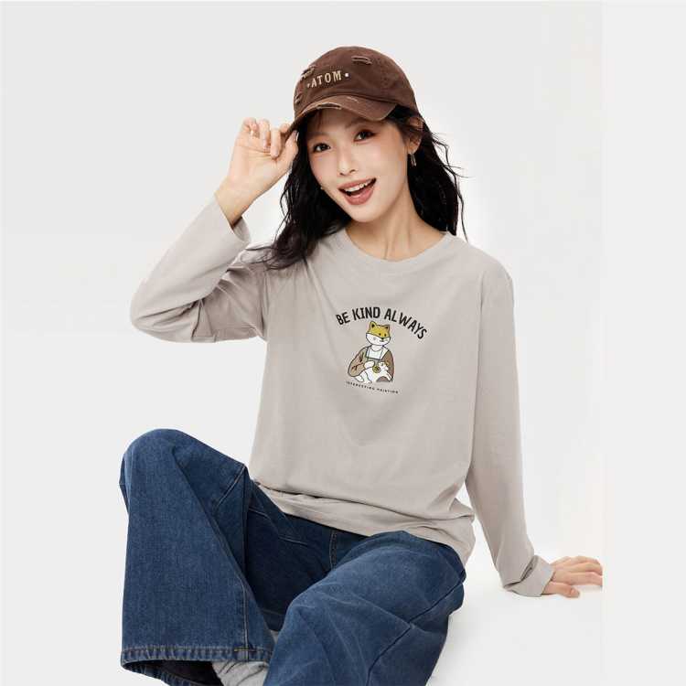 ����ū 2025���ﶬ����ϵ������ӡ��T��������Բ����֯����T��Ů�� 29Ԫ