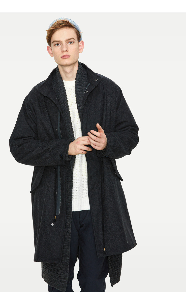 urban revivour男装魅力成熟抽绳收腰立领呢大衣ml44s1ge2001ml44s1ge