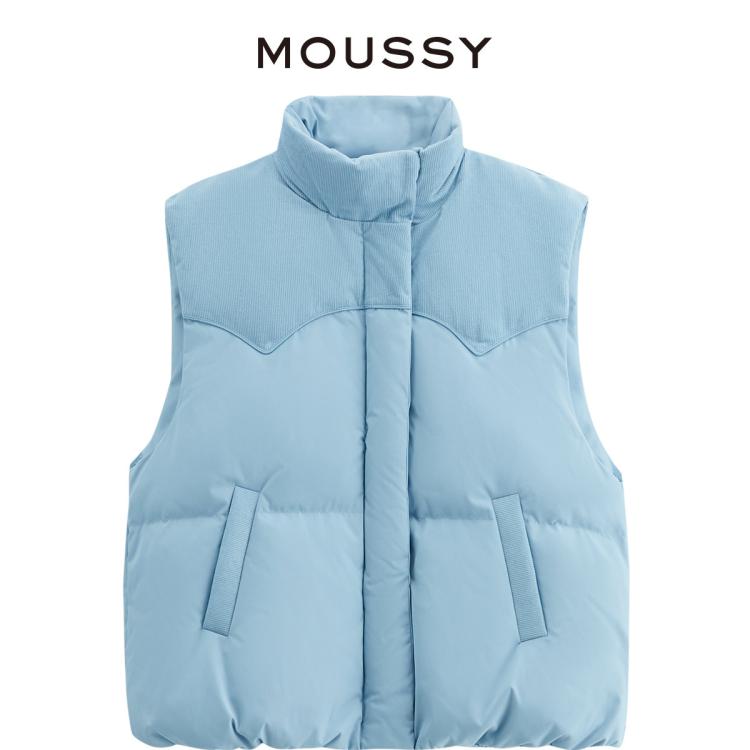 MOUSSY MOUSSY 冬季简约休闲拼接面料羽绒服背心028GAZ30-5950