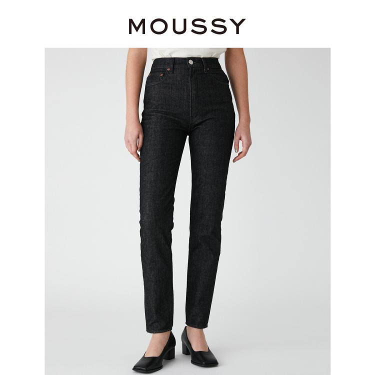 MOUSSY MOUSSY 秋季高腰水洗直筒牛仔裤C10FAA12-1140 6920698796413648536