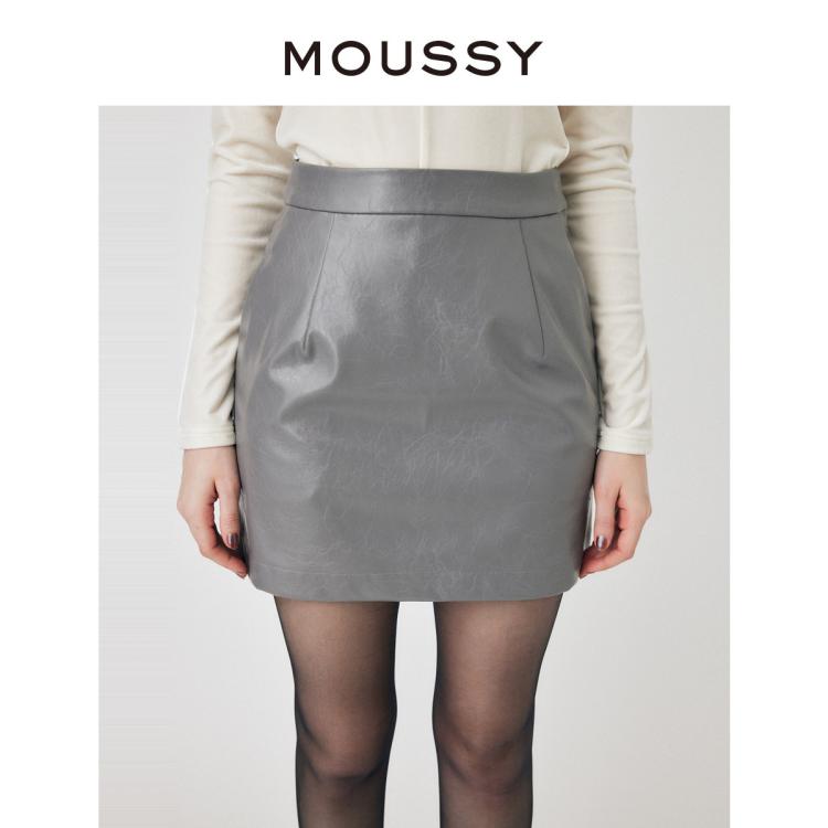 MOUSSY MOUSSY 秋季光泽感皮革摇滚风迷你半身裙女010GAG30-7320 6921020585547386520