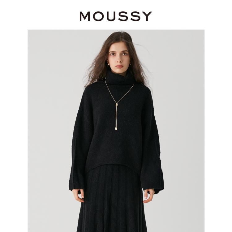 Moussy 秋季简约设计高领软糯慵懒感毛衣女010fah70-6870 In Black