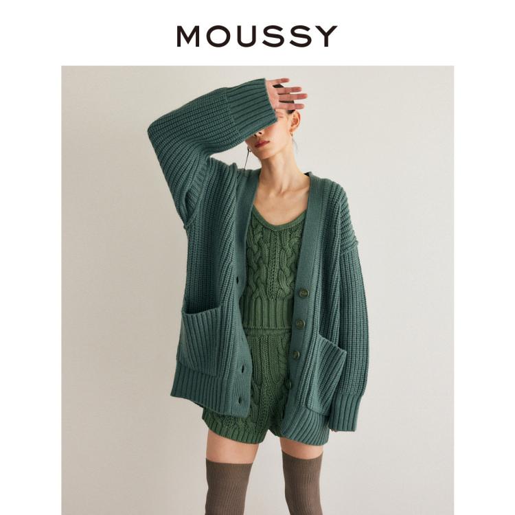 Moussy 秋冬m系列舒适感针织短裤休闲裤女010fa370-5970 In Green