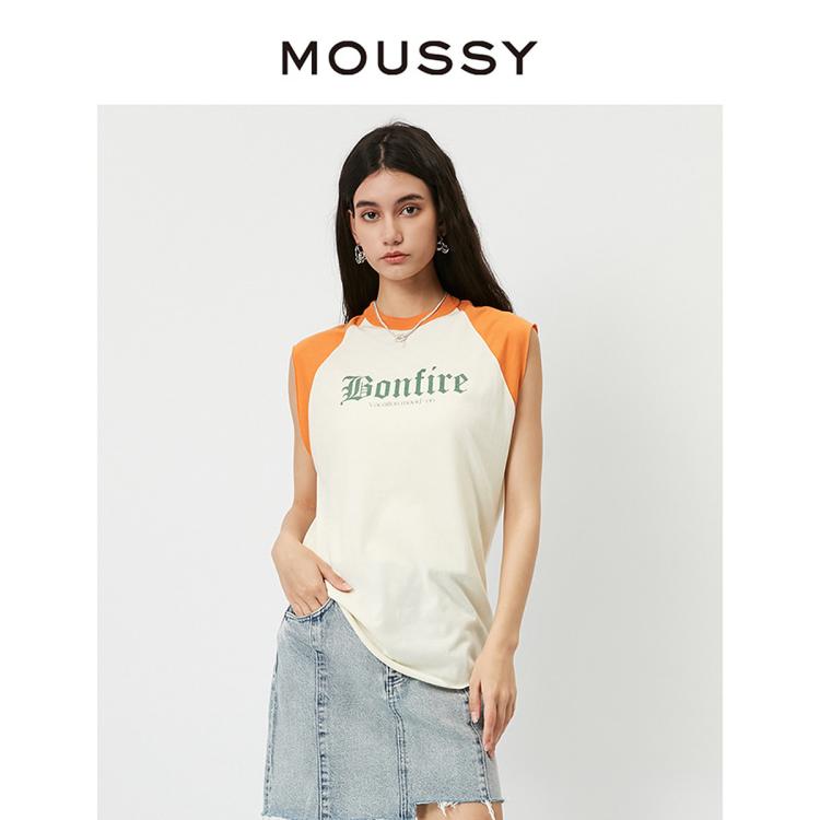 Moussy 春夏新品撞色字母设计中性风休闲背心010gsl90-0460 In Multi