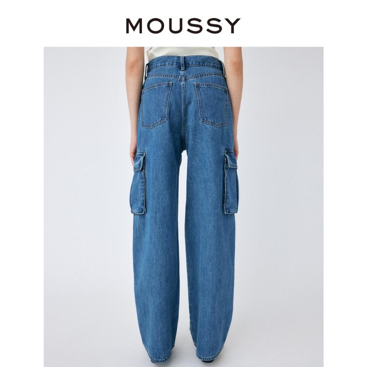 MOUSSY MOUSSY 秋季新款大口袋工装风高腰休闲牛仔裤010GAA11-5310