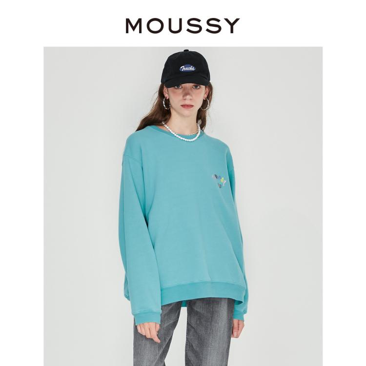 Moussy 秋季休闲logo图案印花圆领卫衣女010fan90-5710 In Blue