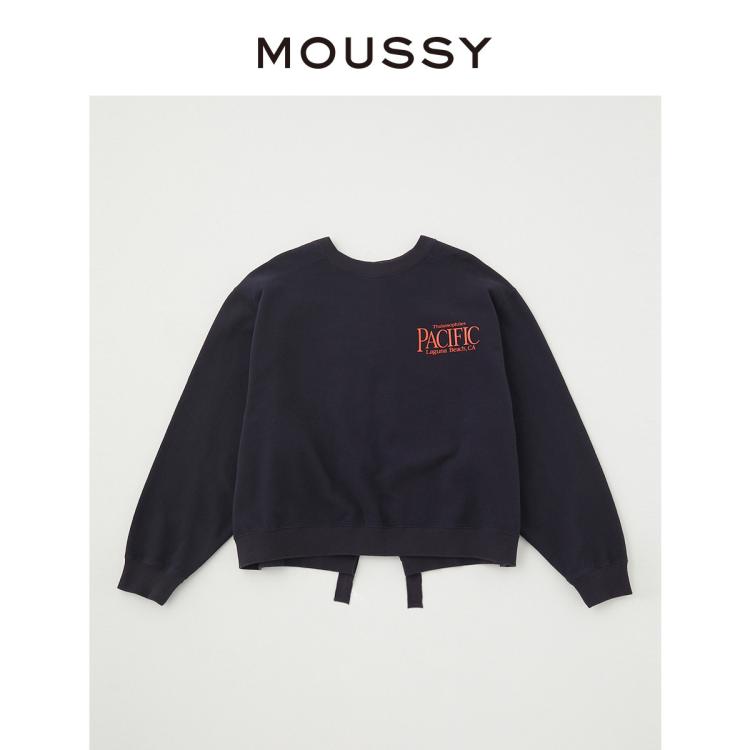 Moussy 秋季logo开叉落肩袖休闲卫衣010gsq90-0630 In Gray