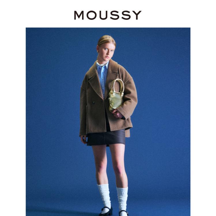 MOUSSY MOUSSY 秋季甜美学院风两粒扣廓形毛呢大衣010FA230-6770 6921056453792374744