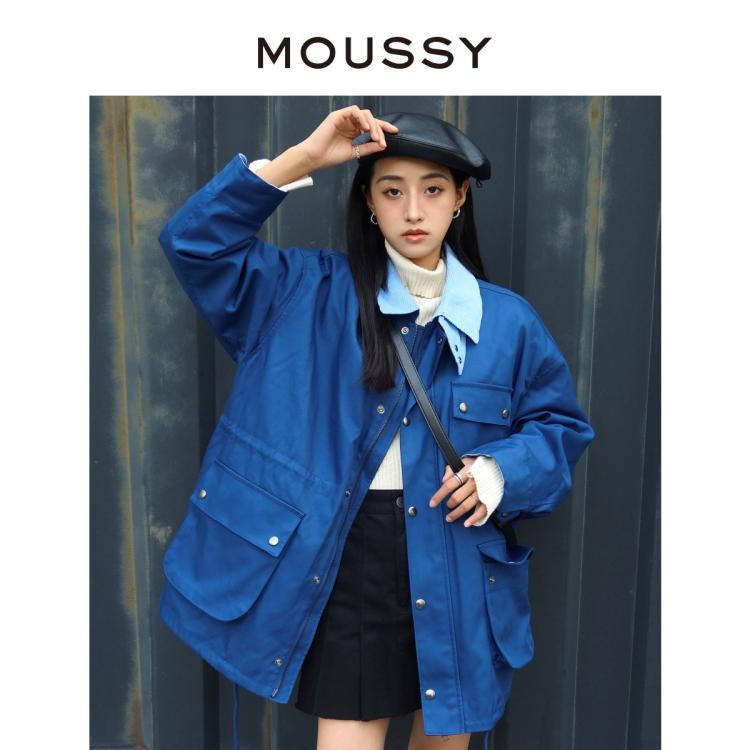 Moussy 秋季可拆卸工装风灯芯绒拼接外套028faz30-5470 In Black