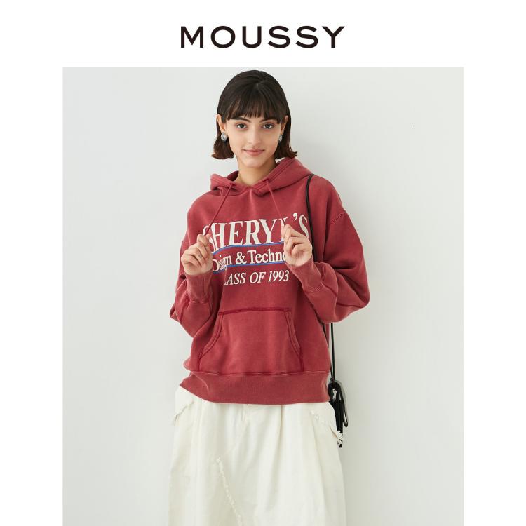 Moussy 爆款回归秋冬新品美式复古连帽卫衣010gaq90-5790 In Red
