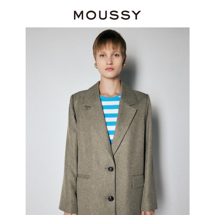 Moussy 秋季休闲通勤简约两粒扣西装外套女010fas30-5280 In Green