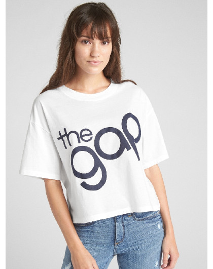 gap女装 logo徽标纯棉短袖圆领短款t恤 355255
