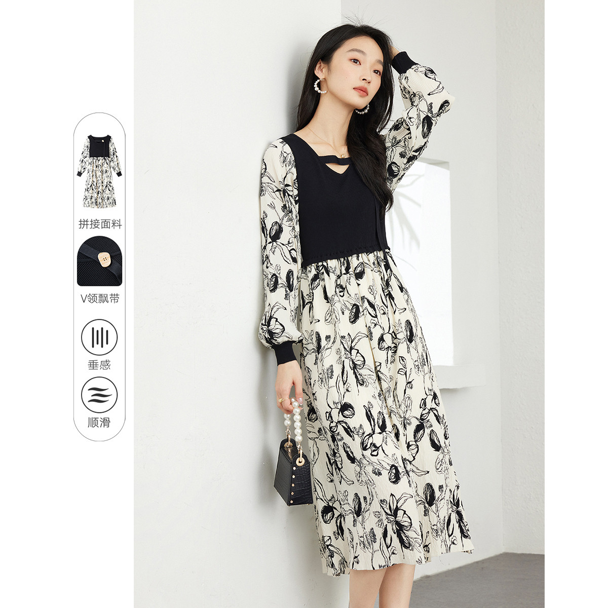 ��ϣ�� ���ż�����ײɫ����ȹ �����V���黨A��ȹ Ʈ����� 106Ԫ