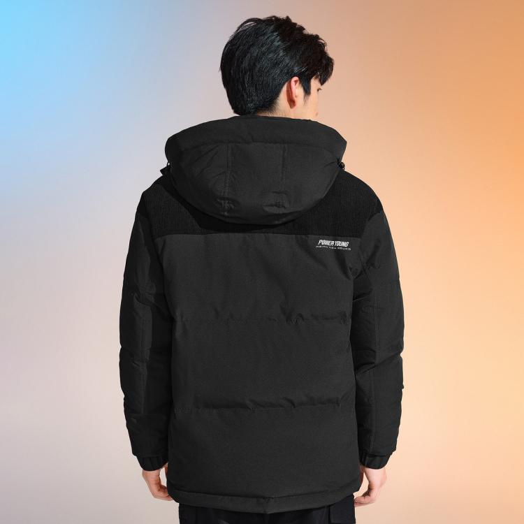 海澜之家 【防钻绒防风】冬季蓬松白鸭绒连帽面包服男士羽绒服