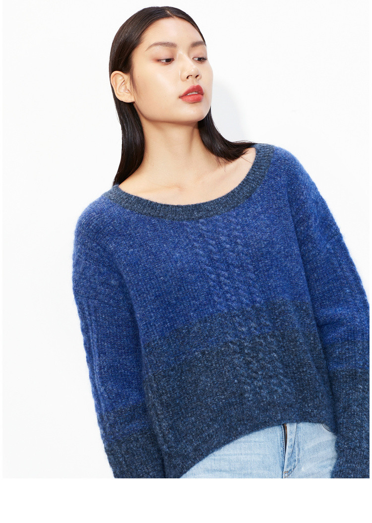 马海毛羊毛长袖麻花针织衫毛衣