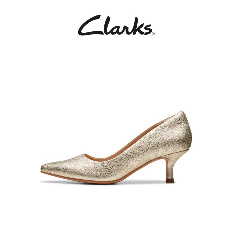 Clarks 其乐紫罗兰系列女鞋金色尖头高跟鞋小猫跟单鞋女 In Neutral