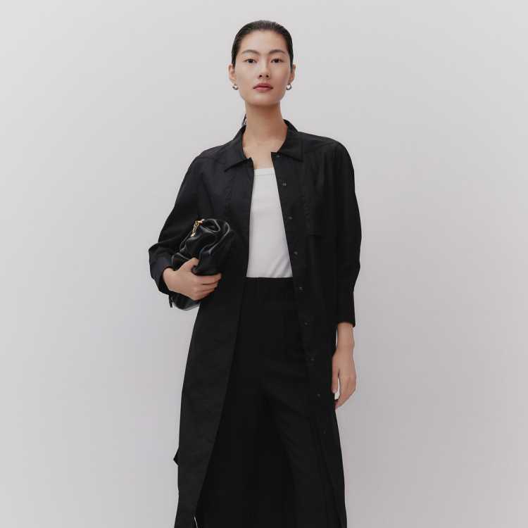 ARIOSEYEARS 【商场同款】通勤中长款风衣外套秋冬高级感九分袖系带女式风衣