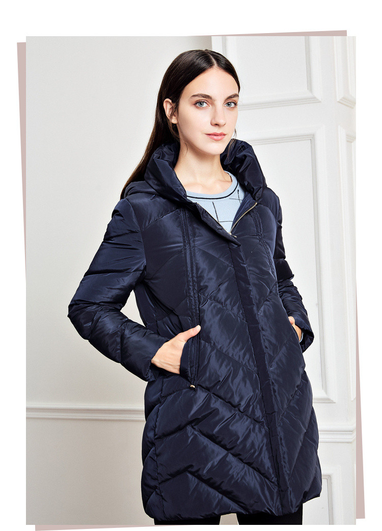 娜尔思冬季新款女装保暖面包领中款羽绒服加厚休闲连帽羽绒服外套